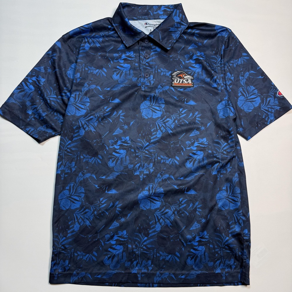 UTSA Roadrunners Polo Shirt Mens Small Blue NCAA Football Champion Floral